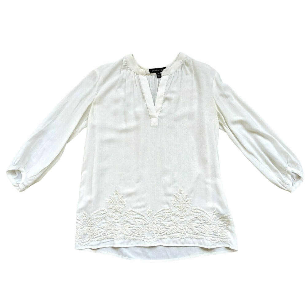 Banana Republic XXSP Heritage Boho Peasant Top Ecru Cream